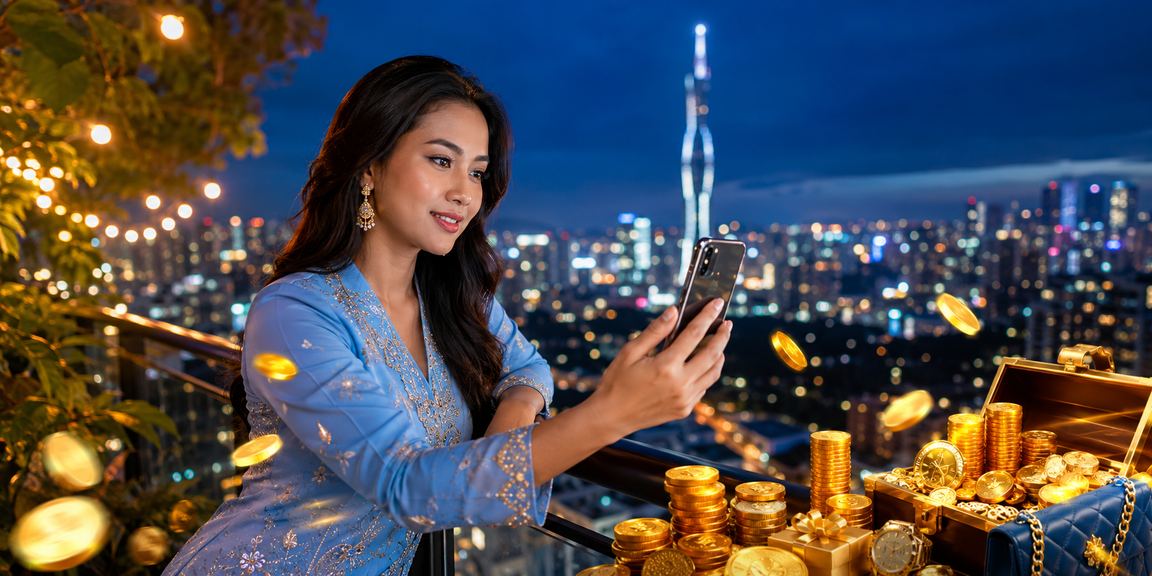 Pengguna menikmati permainan meja uea8 melalui telefon pintar di Kuala Lumpur